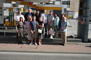 (front) Jenny Farrell, Mary and Jude Savage, Sinéad Moore and on right Joe Austin. (back) Niall Farrell Martin McCann, Danielle McCann, Patrick Murray, Daniel Jack of the Gibraltar Milltown Commemoration Committee, Sinn Féin MLA Jennifer McC