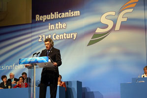 Mickey Brady speaking at the 2008 Sinn Féin Ard Fheis