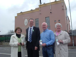 Ann Murray, Gerry Kelly, Liam Shannon and Annie Cahill promoting the Easter Lily in Belfast last week