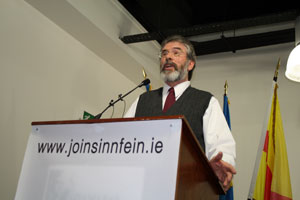 Gerry Adams addressing the meeting