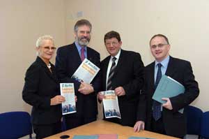 Claire McGill, Gerry Adams, Pat Doherty and Barry McElduff