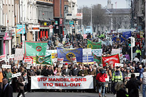 More than 10,000 farmers took part in a protest march in Dublin against EU proposals on world trade