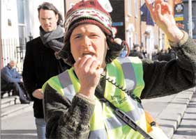 Jim Grogan raising the voice of SIPTU construction workers in Ireland