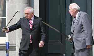 Bertie Ahern and Ian Paisley at the opening ceremony of the new Boyne Visitor Centre