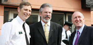 Gerry Adams with Paul Goggins at the launch of West Belfast’s Community Safety Forum