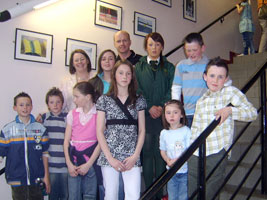 GAA star Peter Canavan and Michelle Gildernew MP pictured with some of the young people who took part in the film project