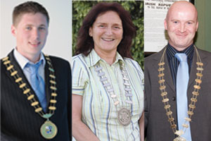 New Mayor of Monaghan County Council Matt Carthy, Rose McMahon and Niall Quigley