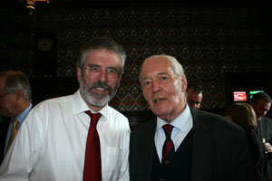 FRIEND OF IRELAND: Former Labour minister Tony Benn, fresh from his Dublin visit to back the ‘No to Lisbon’ campaign, with Gerry Adams in Westminster