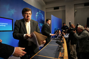 Brian Cowen at Tuesday’s press conference