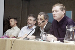 PLATFORM: Declan Kearney, Gerry Adams, Aengus Ó Snodaigh and Martin Kenny