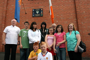 Jimmy Dempsey (left) with members of his family before setting off on parade to remember his son Fian John Dempsey