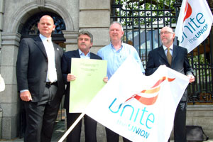RECOGNITION: Unite the Union at the Dáil for the launch of Sinn Féin’s Bill for trade union recognition