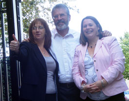 Sinn Féin’s Debbie Coyle with Gerry Adams and Michelle Gildernew MP