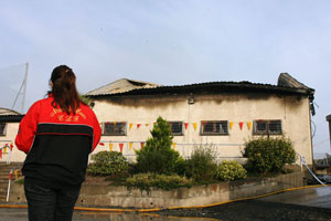 DESTRUCTION: St John's Clubhouse (above and below) was destroyed in an arson attack