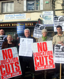 Protest by Dublin North Central and Dublin North East Sinn Féin against the education cuts