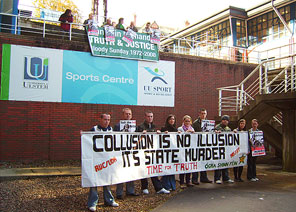 COLLUSION PROTEST: Magee Campus, University of Ulster, Derry.