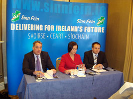 counterbalance: Aengus Ó Snodaigh, Mary Lou McDonald and Pádraig Mac Lochlainn at the launch of Majority View – Minority Report