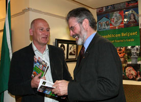 Rab Kerr with Gerry Adams at launch of book 23 Oct 2008