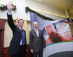 British Conservative Party leader David Cameron with UUP leader Sir Reg Empey