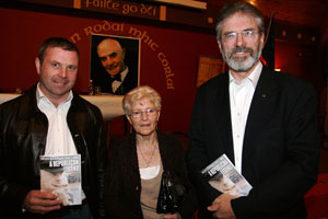 Seán Hughes, Chrissie Keenan and Gerry Adams at the booklet launch