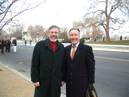 Gerry Adams at the inauguration in Washington DC with US Congressman and Chair of the Congressional Friends of Ireland Committee, Richie Neal