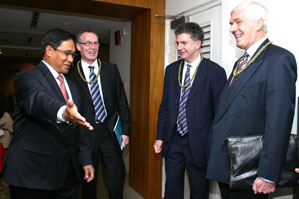 TALIKING PEACE: Philippine Presidential Adviser on the Peace Process Hermogenes C Esperon Junior, Gerry Kelly, Jonathan Powell and British Ambassador to the Phillipines Peter Beckingham at the recent event in the Philippines