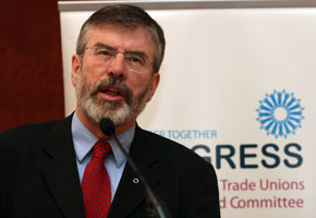 PEACEFUL SOLUTION: Adams speaking at ICTU report launch