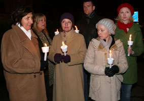 VIGIL: Geraldine Finucane with family members