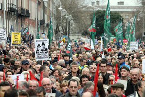 Laurel and Hardy: A Sinn Féin poster lampoons Gormley and Cowen