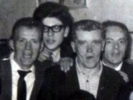 TIMES PAST: Geordie Shannon, Gerry Adams (background), Eddie Keenan and Liam Hannaway