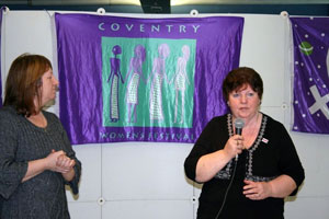 Alice Harper speaking at the  Coventry Women's Festival