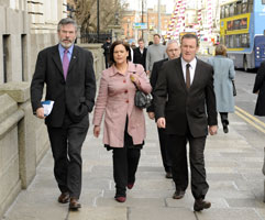 SINN FÉIN DELEGATION: Gerry Adams, Mary Lou McDonald and Conor Murphy