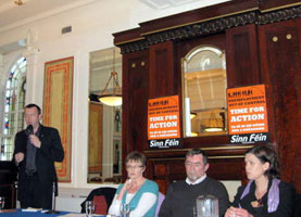 SPEAKERS: Brendan Ogle (Unite the Union), Helen McCormack (Vice-Chair, Dublin Sinn Féin), Matt McCormack (SR Technics) and Mary Lou McDonald MEP