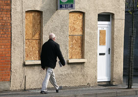 FORCED OUT: Four people from Hungary were inside this house when it was attacked