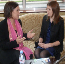 STAND TOGETHER: Sinn Féin’s Kathleen Funchion photographed with fellow EU candidate Mary Lou McDonald MEP