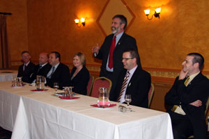 Gerry Adams addressing the meeting  in Ballinasloe, County Galway