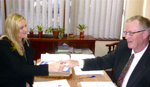 Toiréasa Ferris handing in her nomination papers for EU elections.