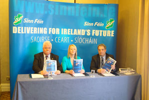 AT THE LAUNCH: Larry O’Toole, Sinead Cooke and Aengus Ó Snodaigh