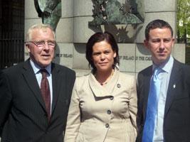 KEEP LEFT: Cllr Christy Burke, Mary Lou McDonald MEP and Sinn Féin Dublin South by-election candidate Shaun Tracey