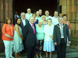 FIRST FOR DERRY: Sinn Féin Mayor Paul Fleming with family and friends, including Martin McGuinness