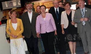 MAKING HISTORY: Bairbre de Brún and Sinn Féin representatives at the count