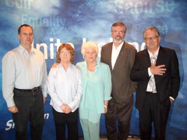 DISTINGUISHED PANEL: Ruán O’Donnell; Rita O Hare; Fionnuala Flanagan; Gerry Adams and Robert Ballagh