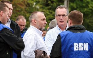 LEADERSHIP: Seán Murray and Gerry Kelly on the Springfield Road last Saturday