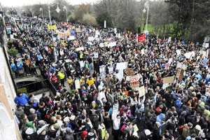 NO FEES: Thousands of third level students from around the country protest against the reintroduction of fees