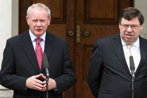 ALL-IRELAND CO-OPERATION VITAL: Martin McGuinness and Brian Cowen after all-Ireland Ministerial Council meeting