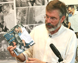 GAZA: Gerry  Adams  at the launch of his report in June