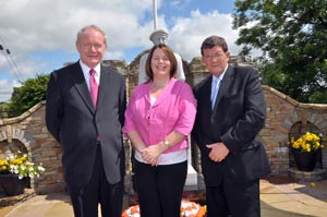 CALLING FOR A BIG MOBILISATION: Martin McGuinness, Michelle Gildernew and Pat Doherty