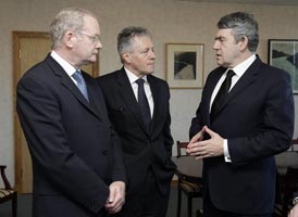 CRITICAL TALKS: Martin McGuinness, Peter Robinson and Gordon Brown