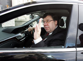 Brian Cowen nestling in a new S-Class Mercedes