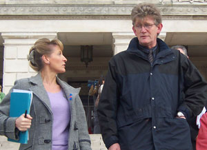 Jon McCourt pictured with Martina Anderson MLA prior to the Assembly debate on abuse within institutions in the North